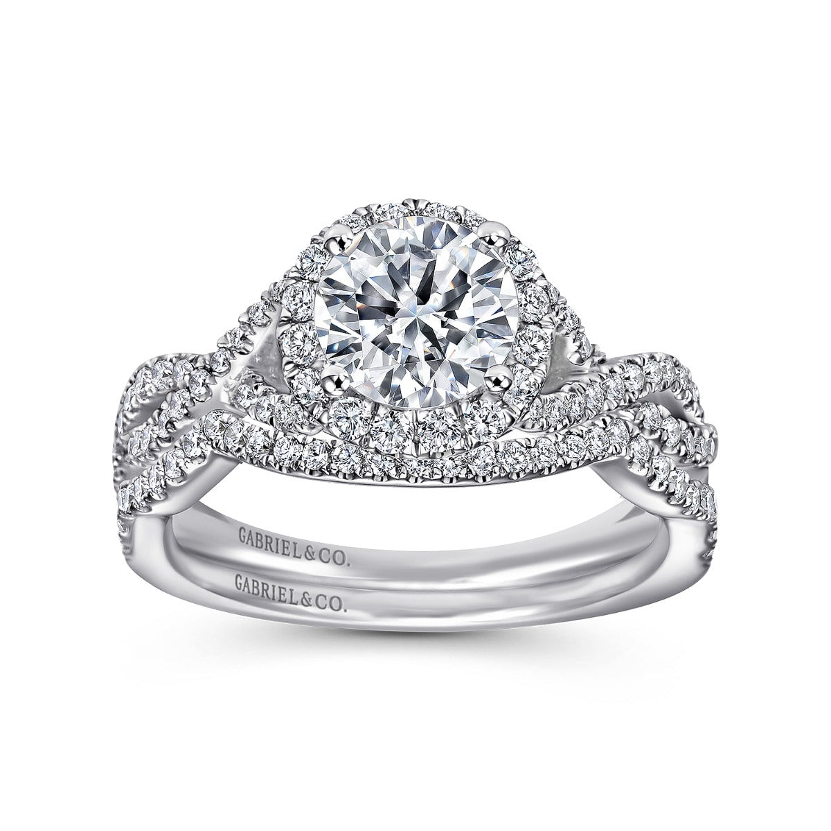 Marissa - 14K White Gold Round Halo Semi-Mount Ring
