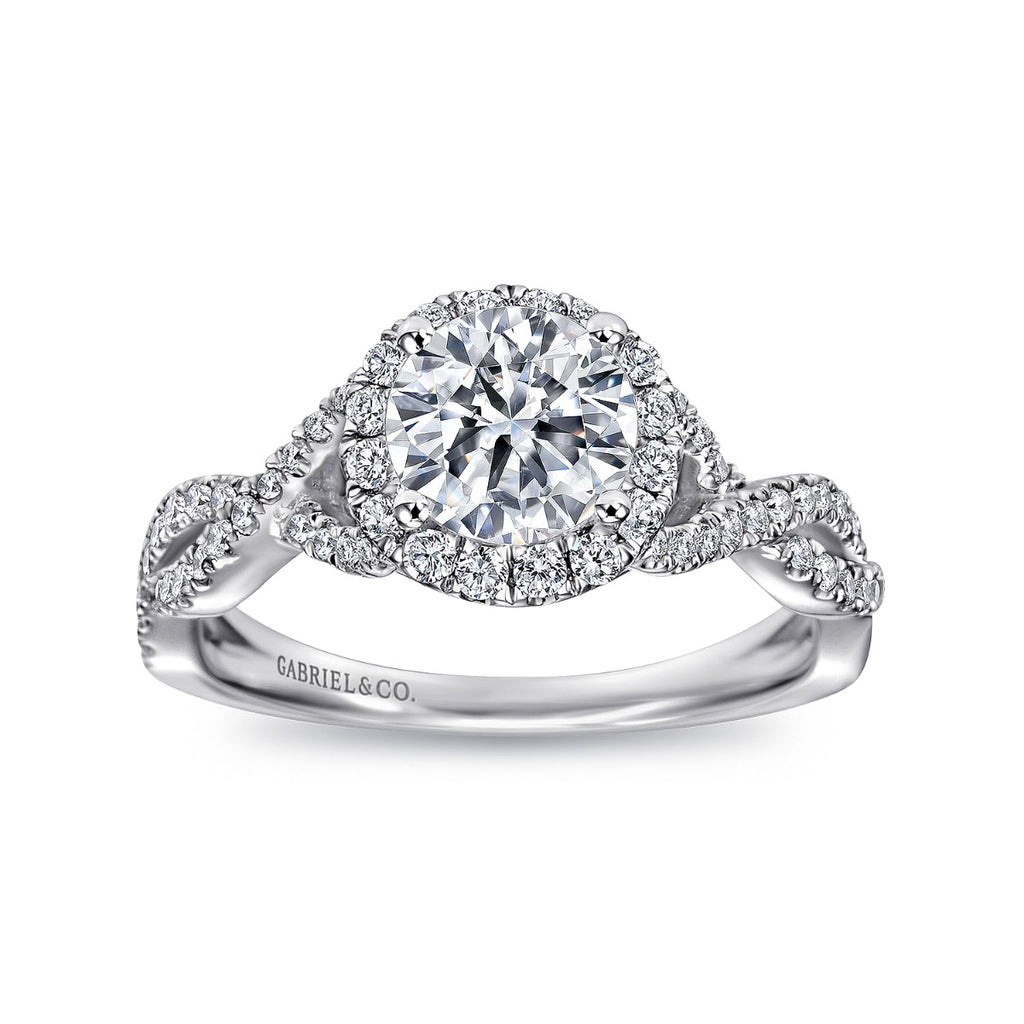 Marissa - 14K White Gold Round Halo Semi-Mount Ring