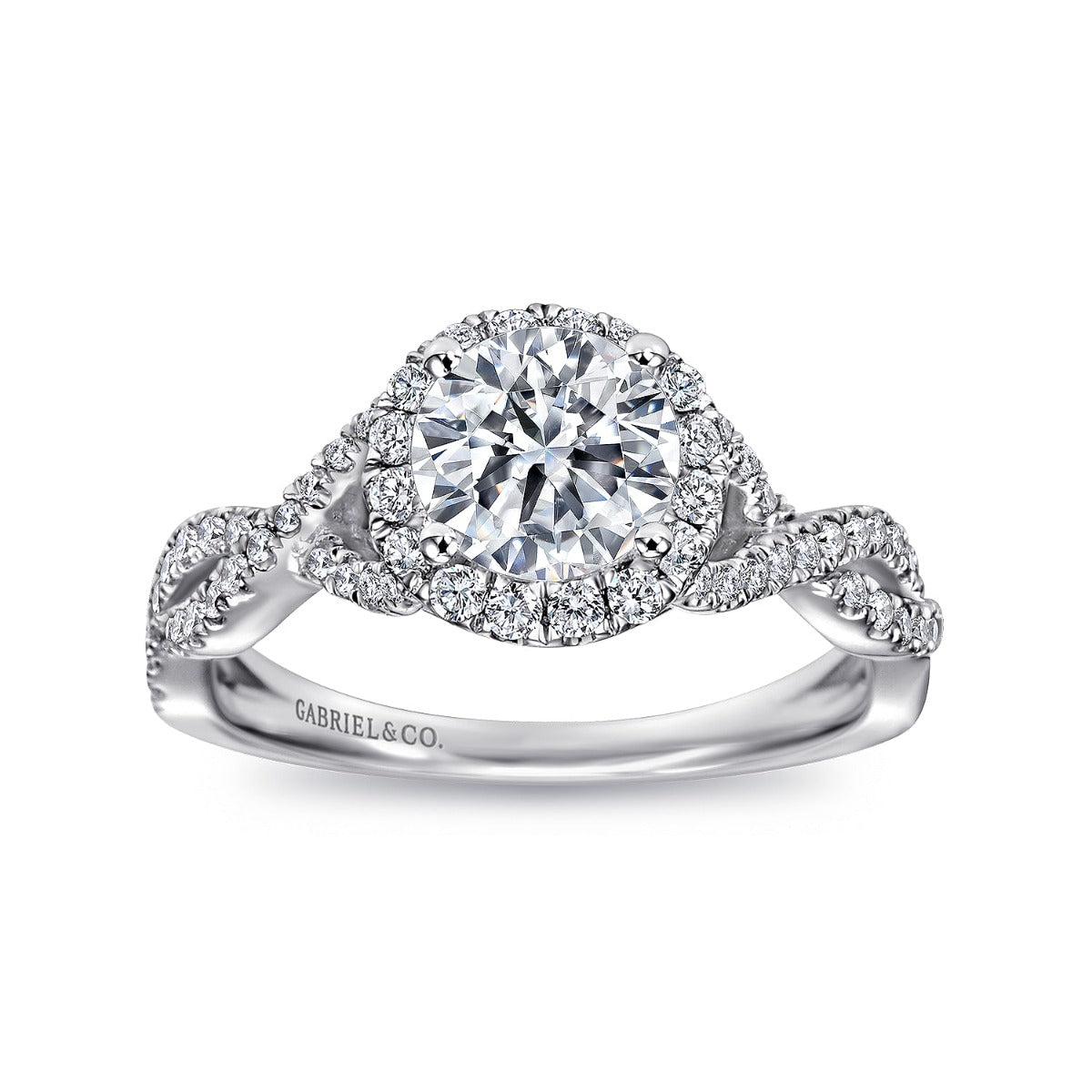 Marissa - 14K White Gold Round Halo Semi-Mount Ring