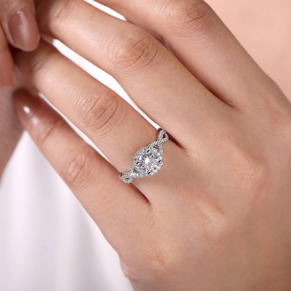Marissa - 14K White Gold Round Halo Semi-Mount Ring