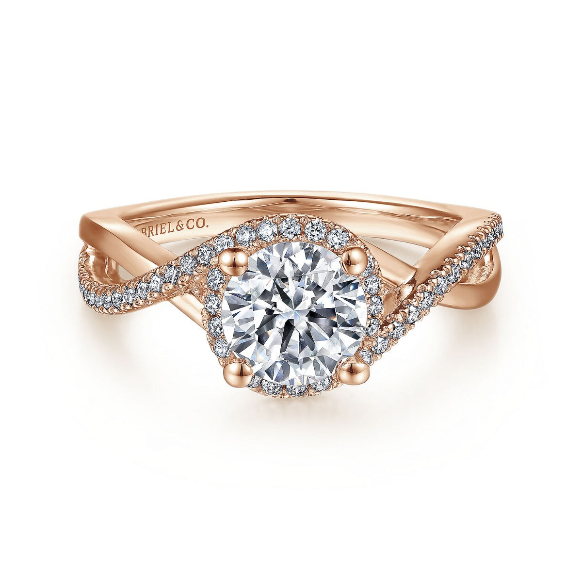 Courtney - 14K Rose Gold Round Halo Semi-Mount Ring