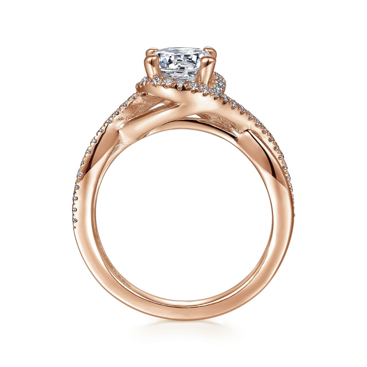 Courtney - 14K Rose Gold Round Halo Semi-Mount Ring