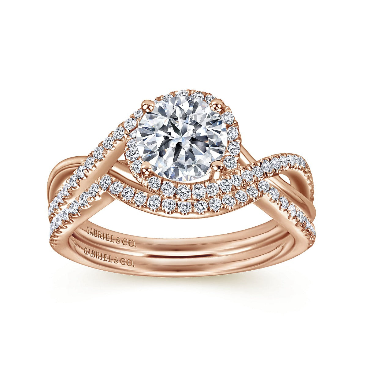 Courtney - 14K Rose Gold Round Halo Semi-Mount Ring