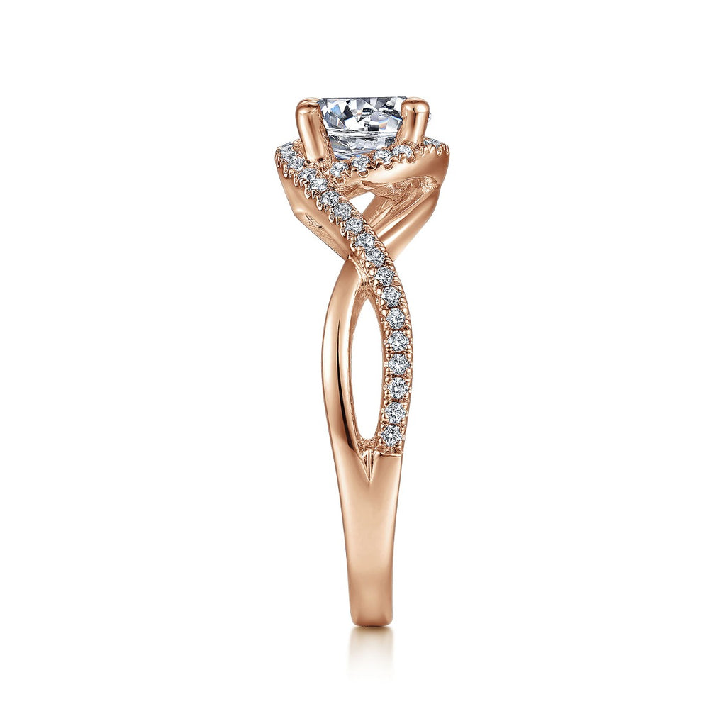 Courtney - 14K Rose Gold Round Halo Semi-Mount Ring