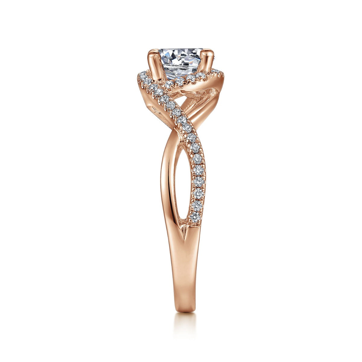 Courtney - 14K Rose Gold Round Halo Semi-Mount Ring