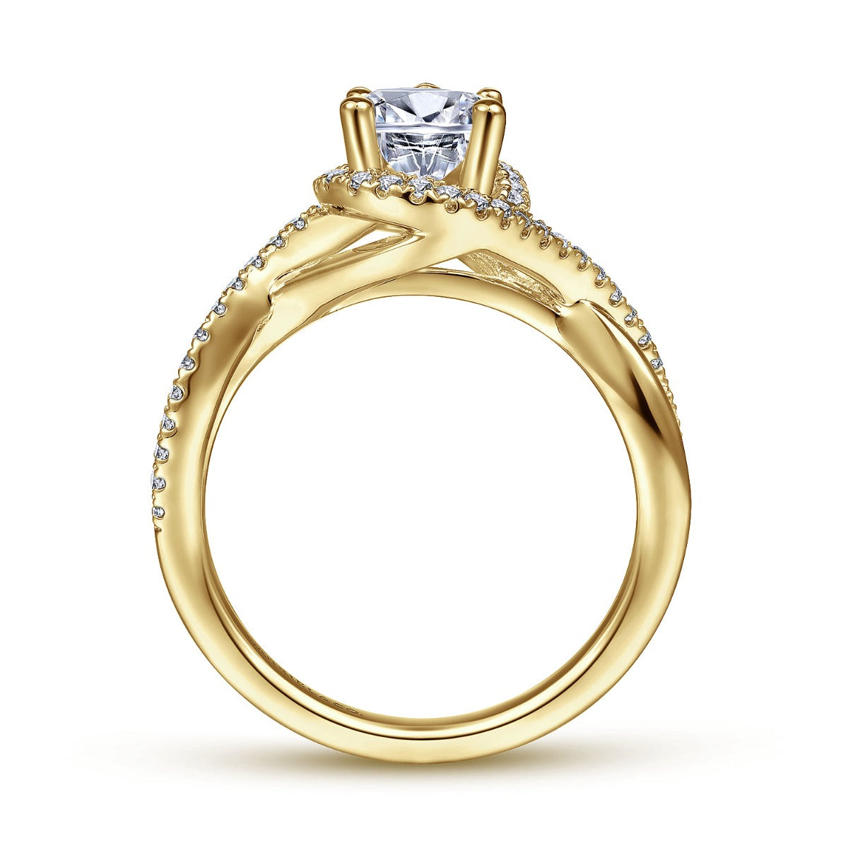 Courtney - 14K Yellow Gold Pear Shape Halo Semi Mount Engagement Ring