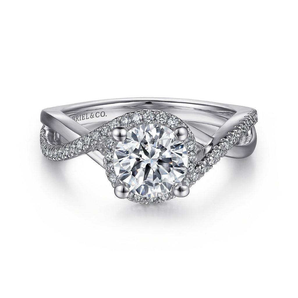 Courtney - 14K White Gold Round Halo Semi-Mount Ring