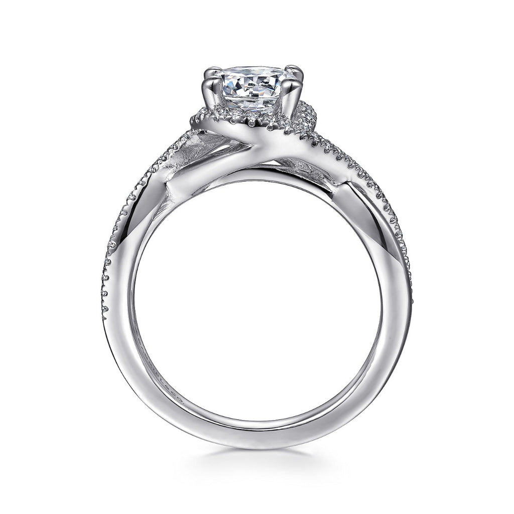 Courtney - 14K White Gold Round Halo Semi-Mount Ring