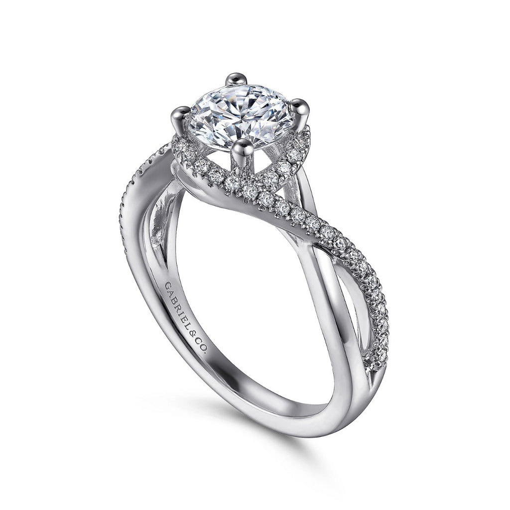 Courtney - 14K White Gold Round Halo Semi-Mount Ring