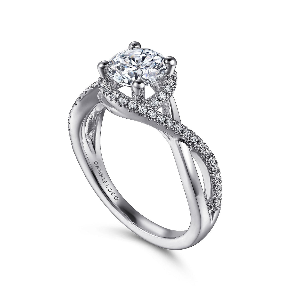 Courtney - 14K White Gold Round Halo Semi-Mount Ring