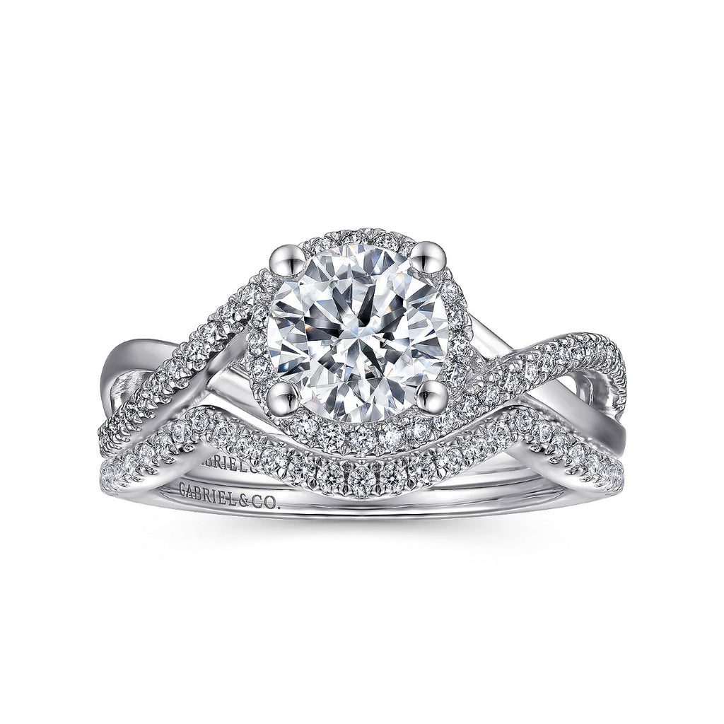 Courtney - 14K White Gold Round Halo Semi-Mount Ring