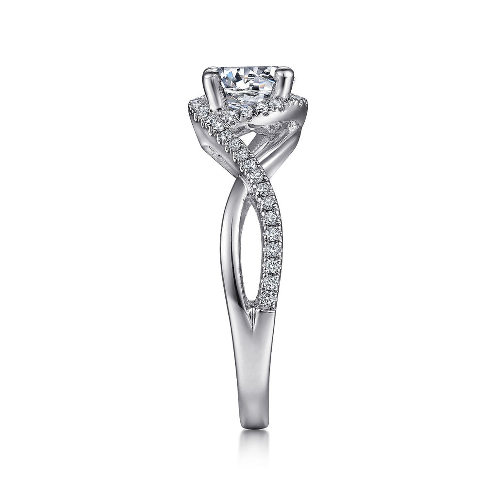Courtney - 14K White Gold Round Halo Semi-Mount Ring