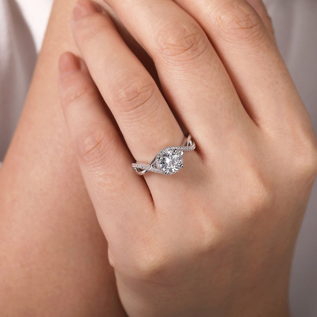 Courtney - 14K White Gold Round Halo Semi-Mount Ring
