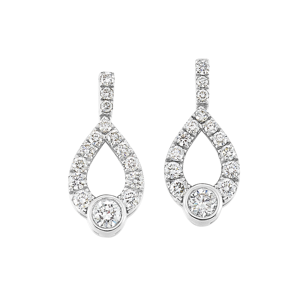 .25 CTW Diamond Teardrop Halo Drop Earrings in White Gold