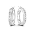 Sterling Silver  Lab Grown 2 CTW Diamond Hoop Earring