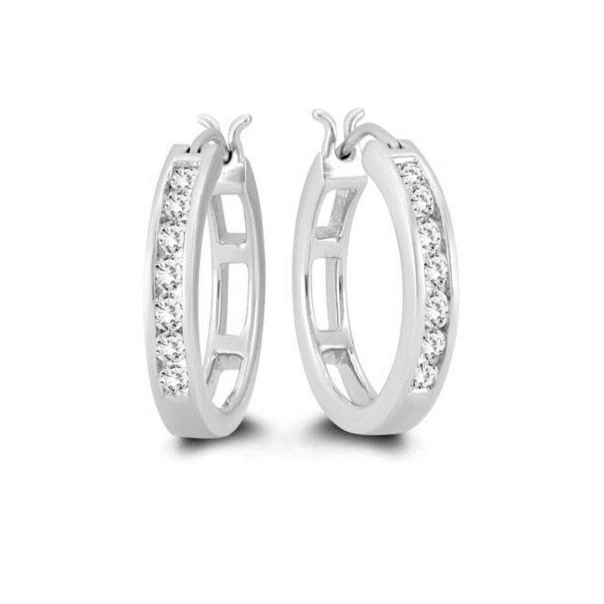 Sterling Silver  Lab Grown 2 CTW Diamond Hoop Earring