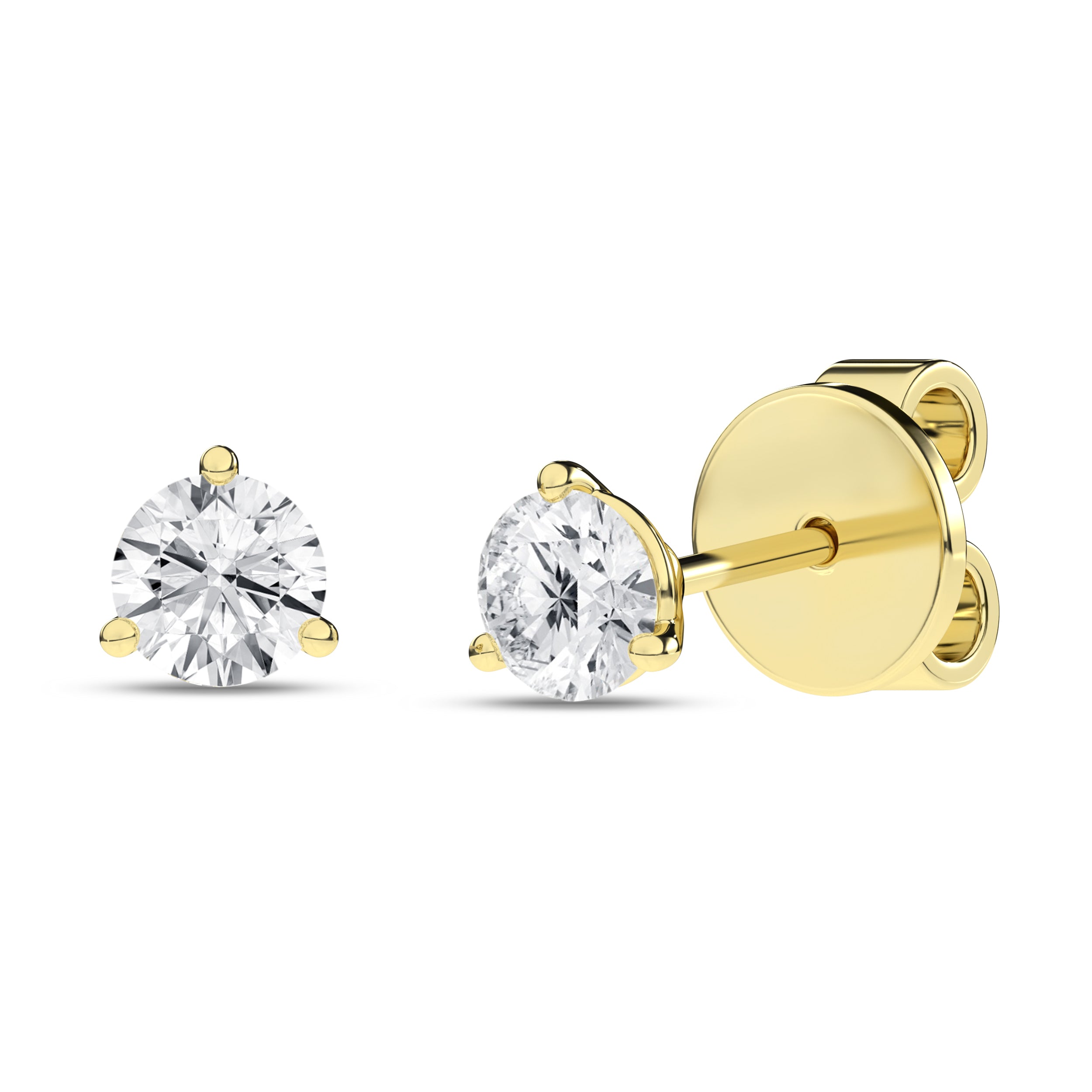 3-Prong Martini Solitaire Stud Earrings (Round)
