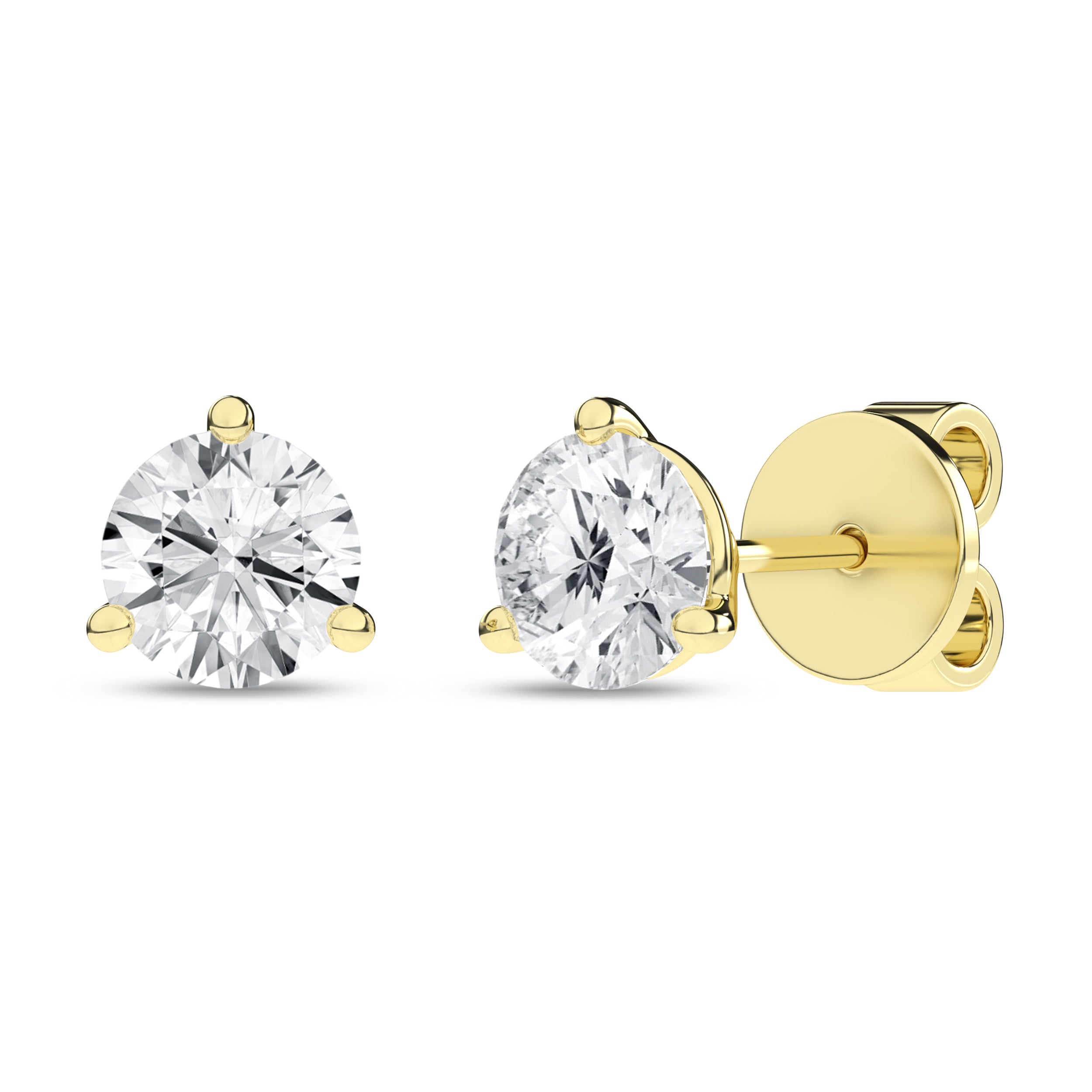3-Prong Martini Solitaire Stud Earrings (Round)
