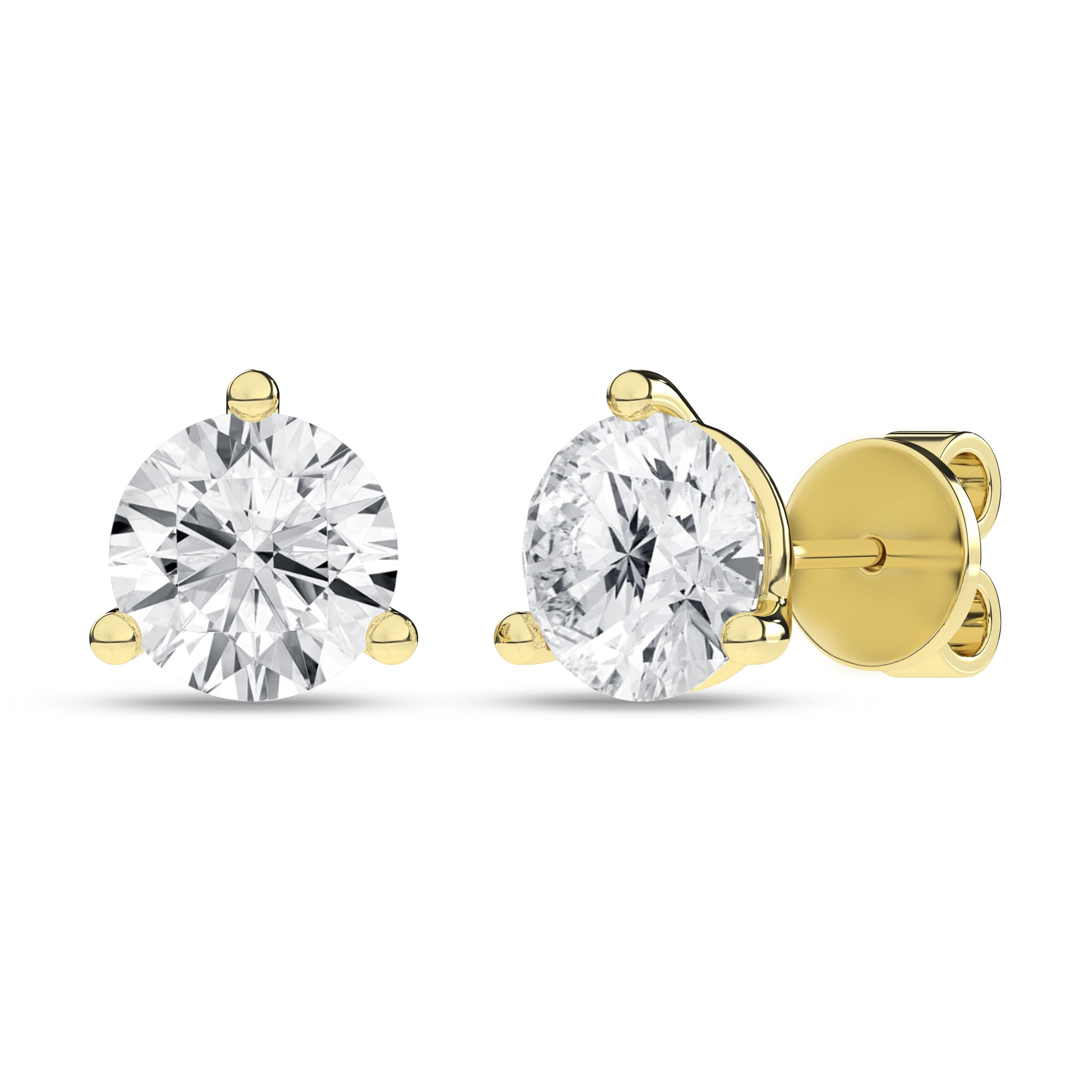 3-Prong Martini Solitaire Stud Earrings (Round)
