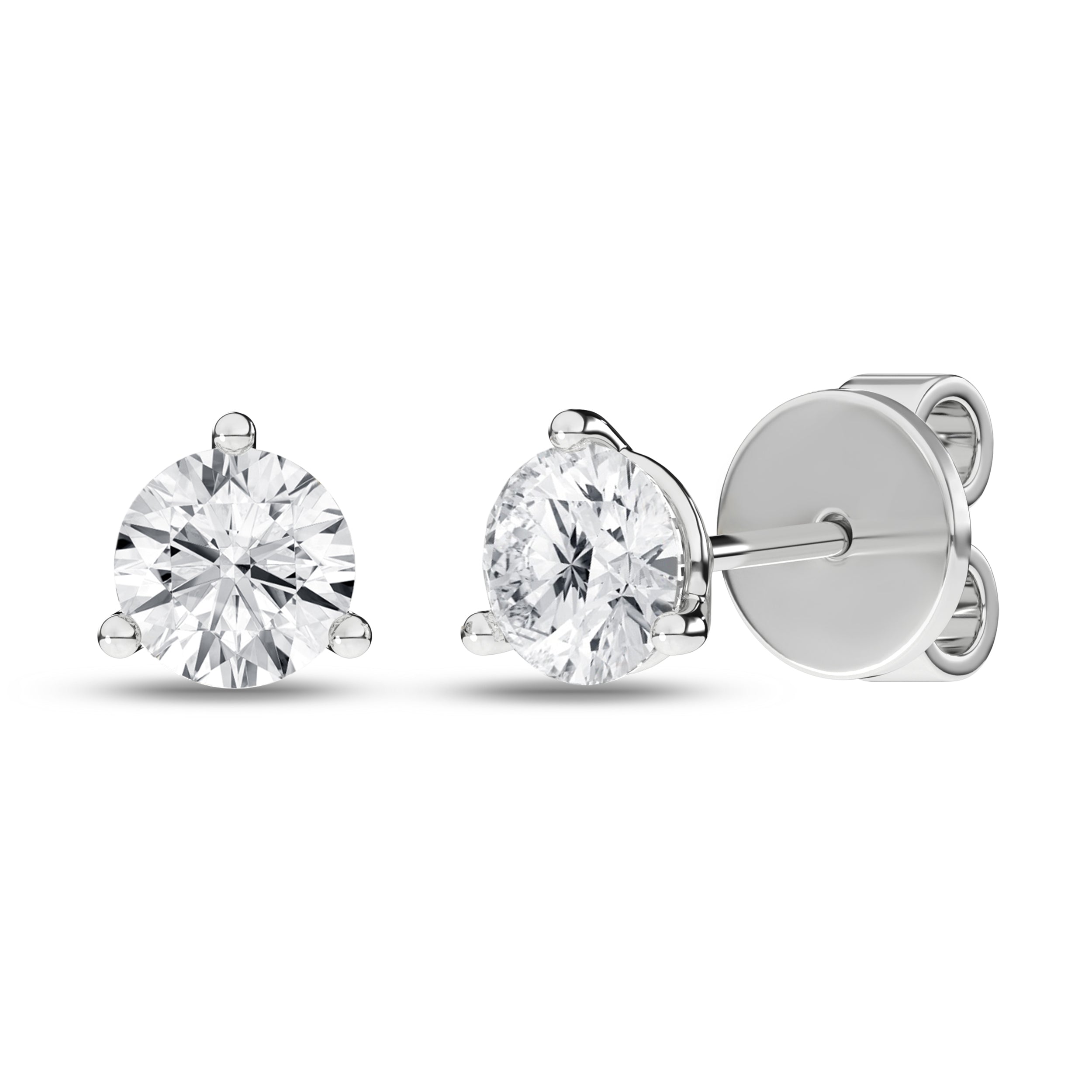 3-Prong Martini Solitaire Stud Earrings (Round)