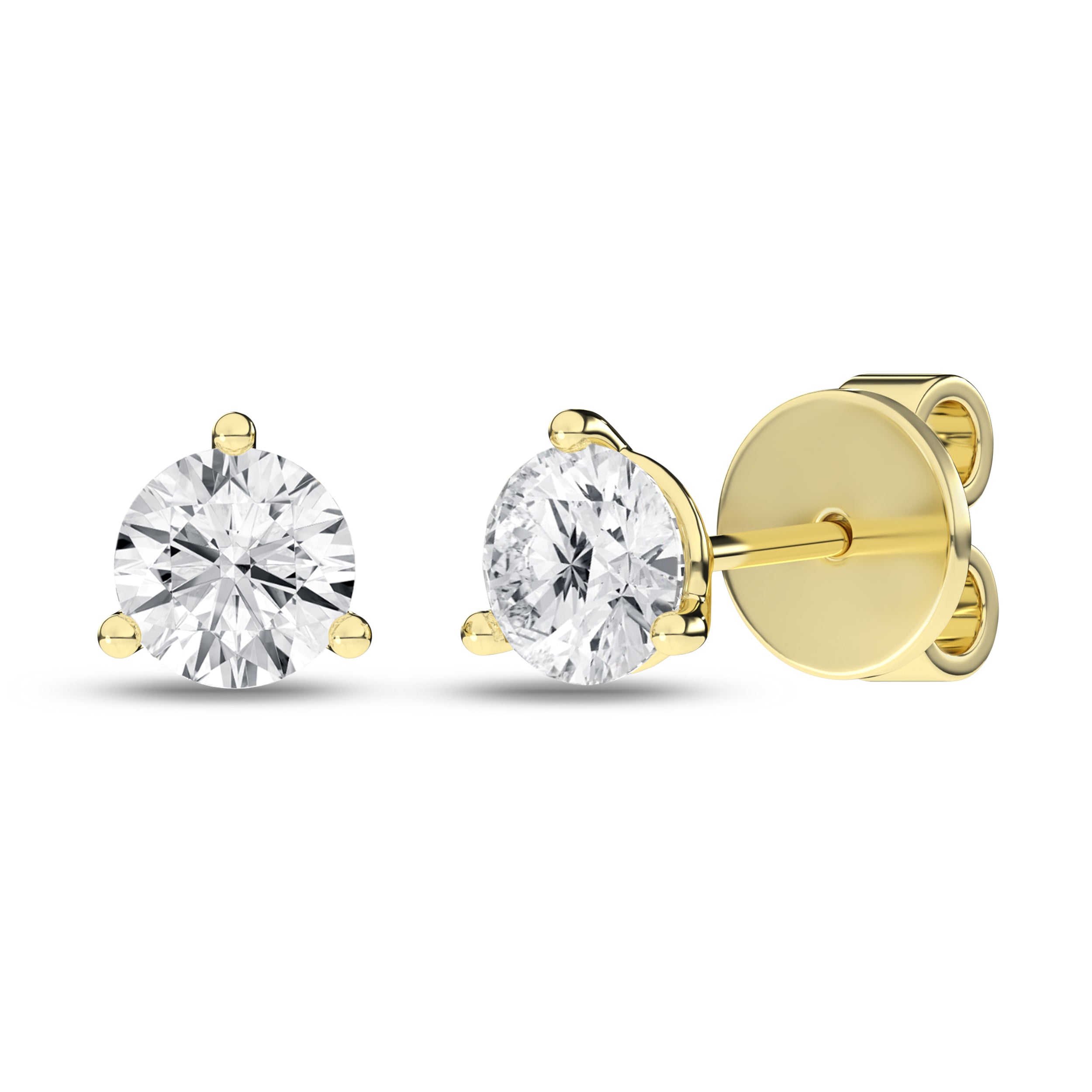 3-Prong Martini Solitaire Stud Earrings (Round)