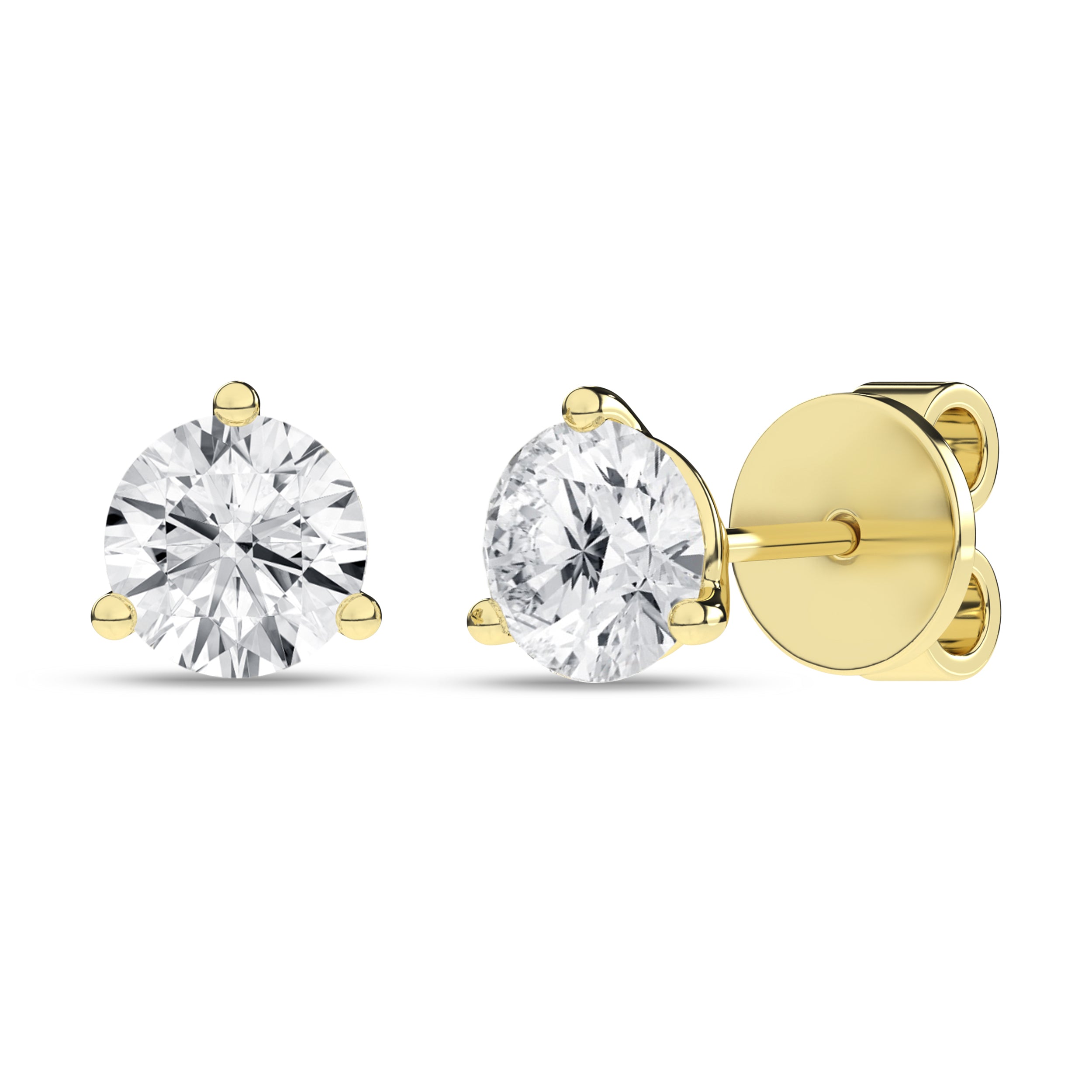3-Prong Martini Solitaire Stud Earrings (Round)