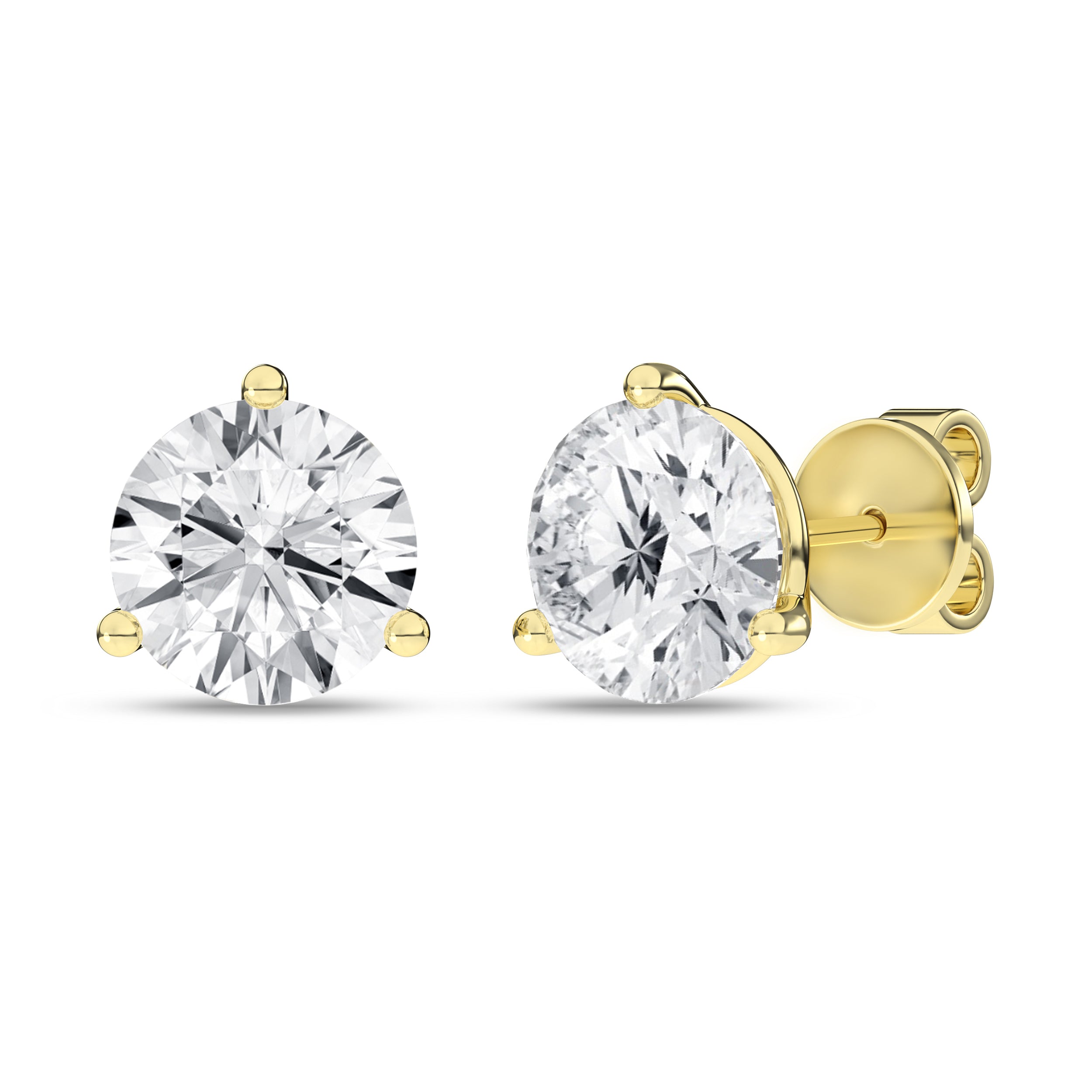 3-Prong Martini Solitaire Stud Earrings (Round)