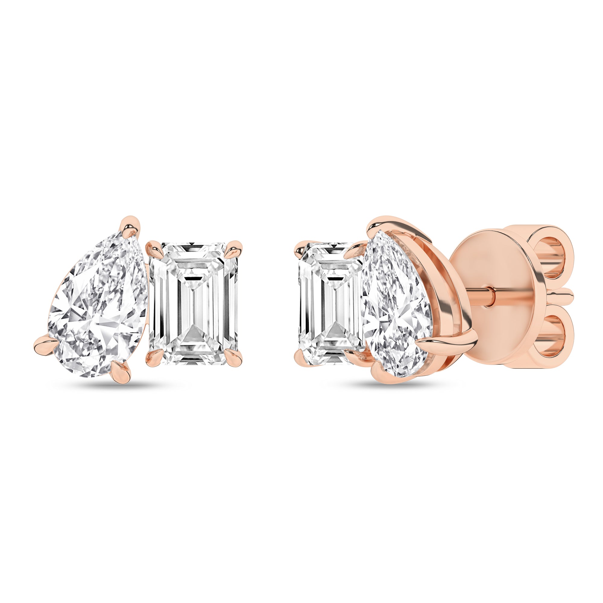 Toi Et Moi Stud Earrings (Emerald & Pear)