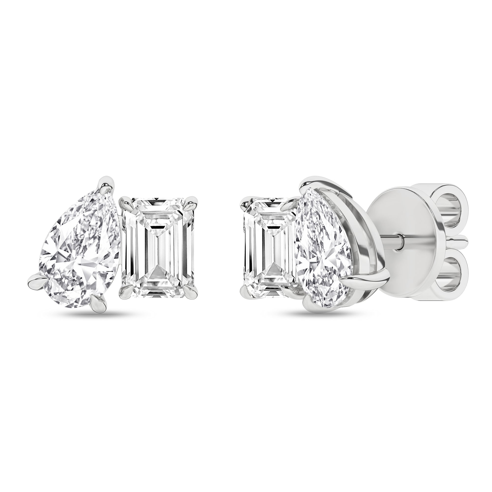 Toi Et Moi Stud Earrings (Emerald & Pear)