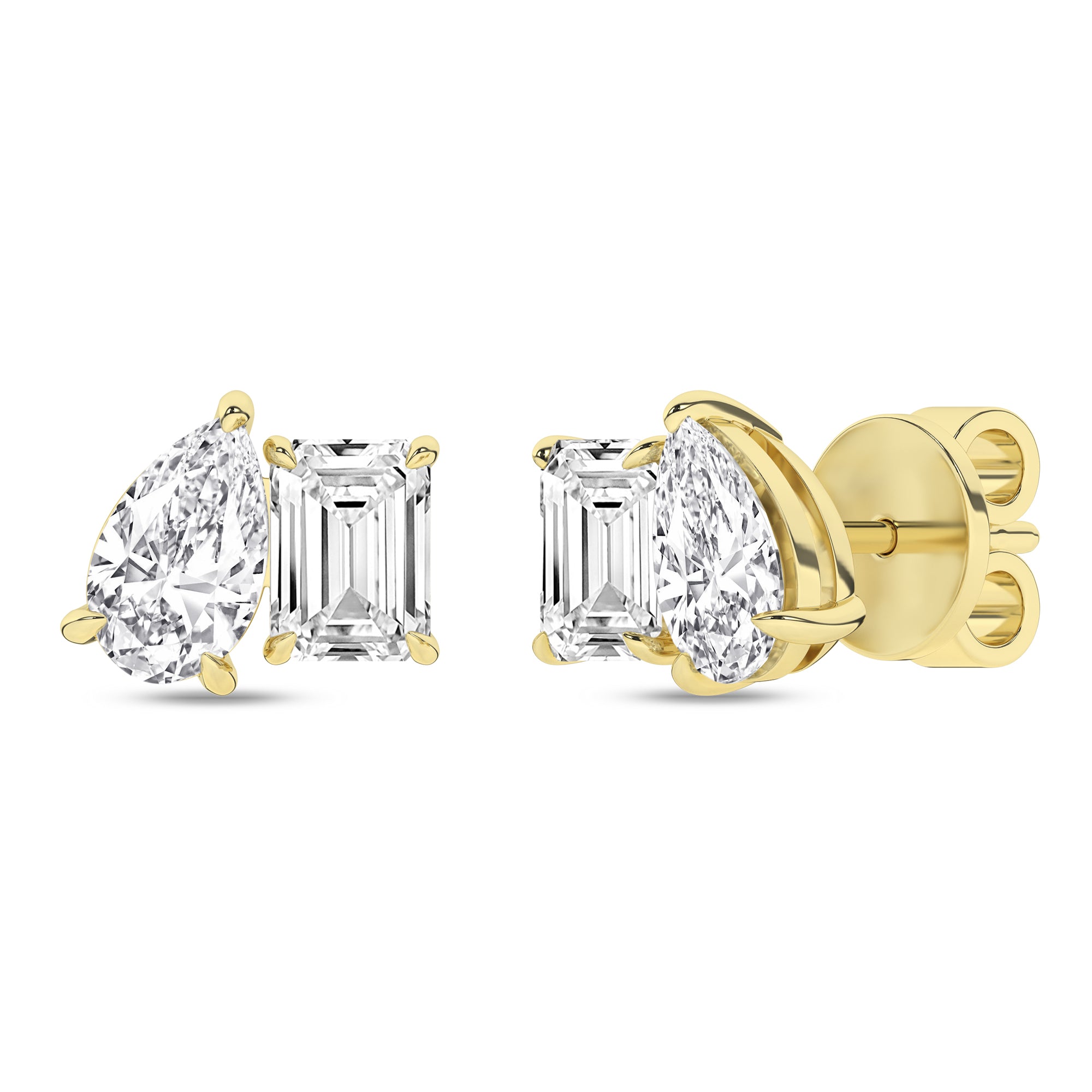 Toi Et Moi Stud Earrings (Emerald & Pear)