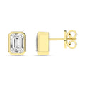 Bezel-Set Solitaire Stud Earrings (Emerald)