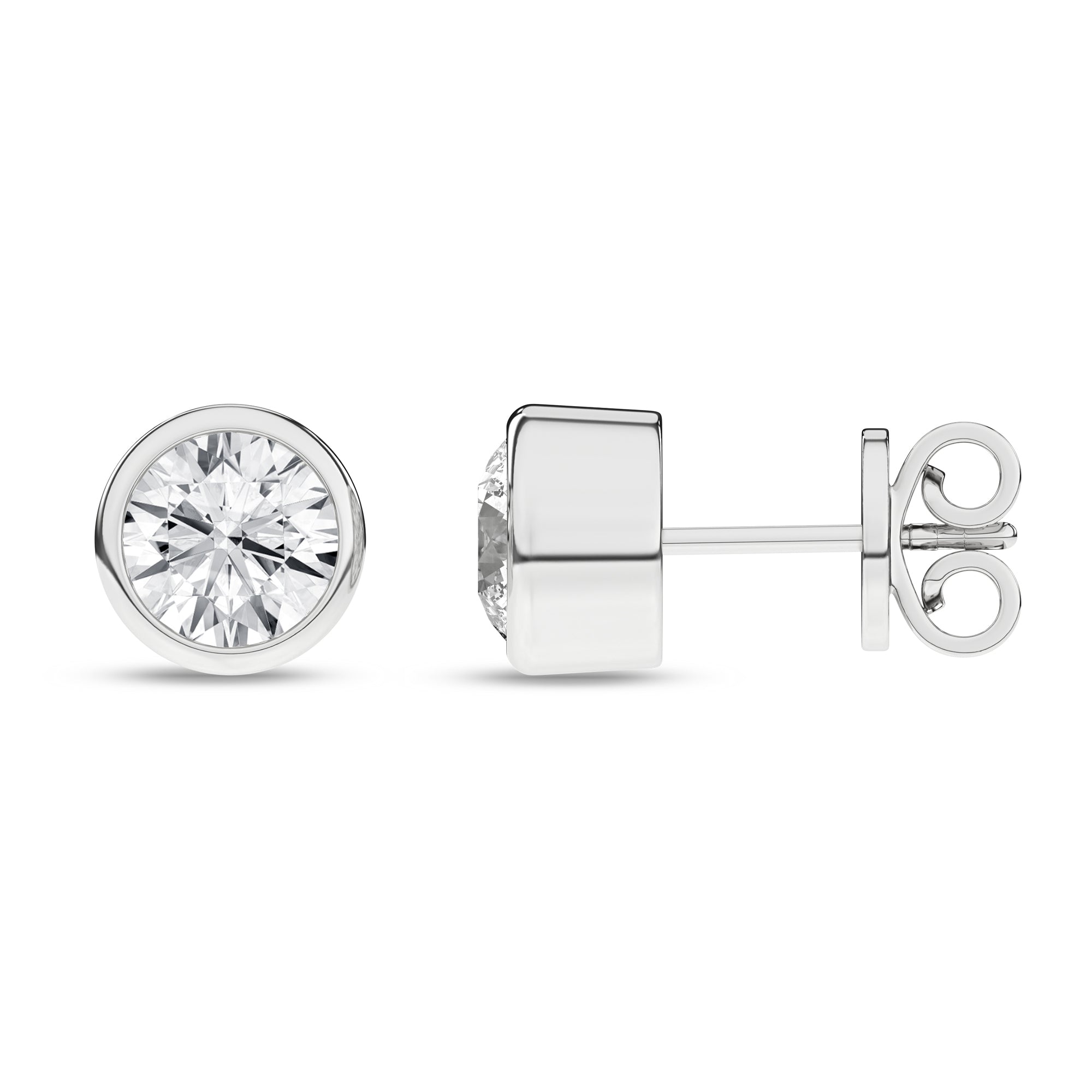 Bezel-Set Solitaire Stud Earrings (Round)