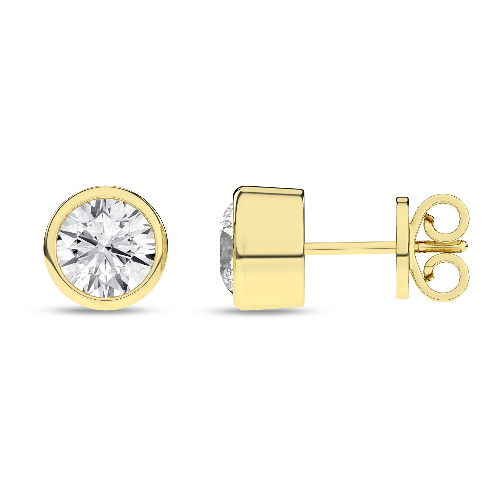 Bezel-Set Solitaire Stud Earrings (Round)