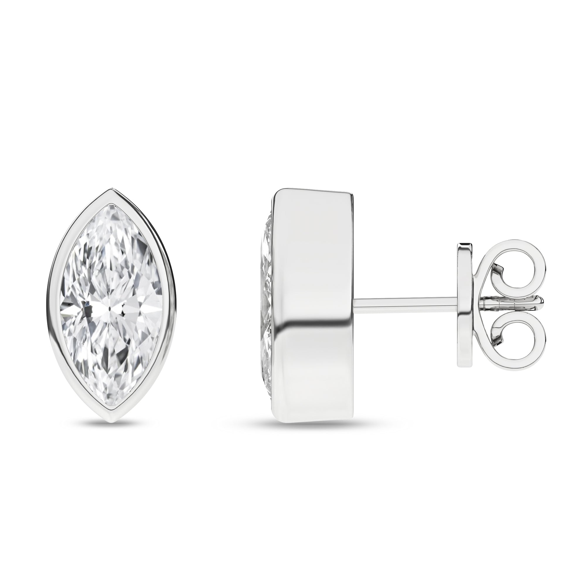 Bezel-Set Solitaire Stud Earrings (Marquise)