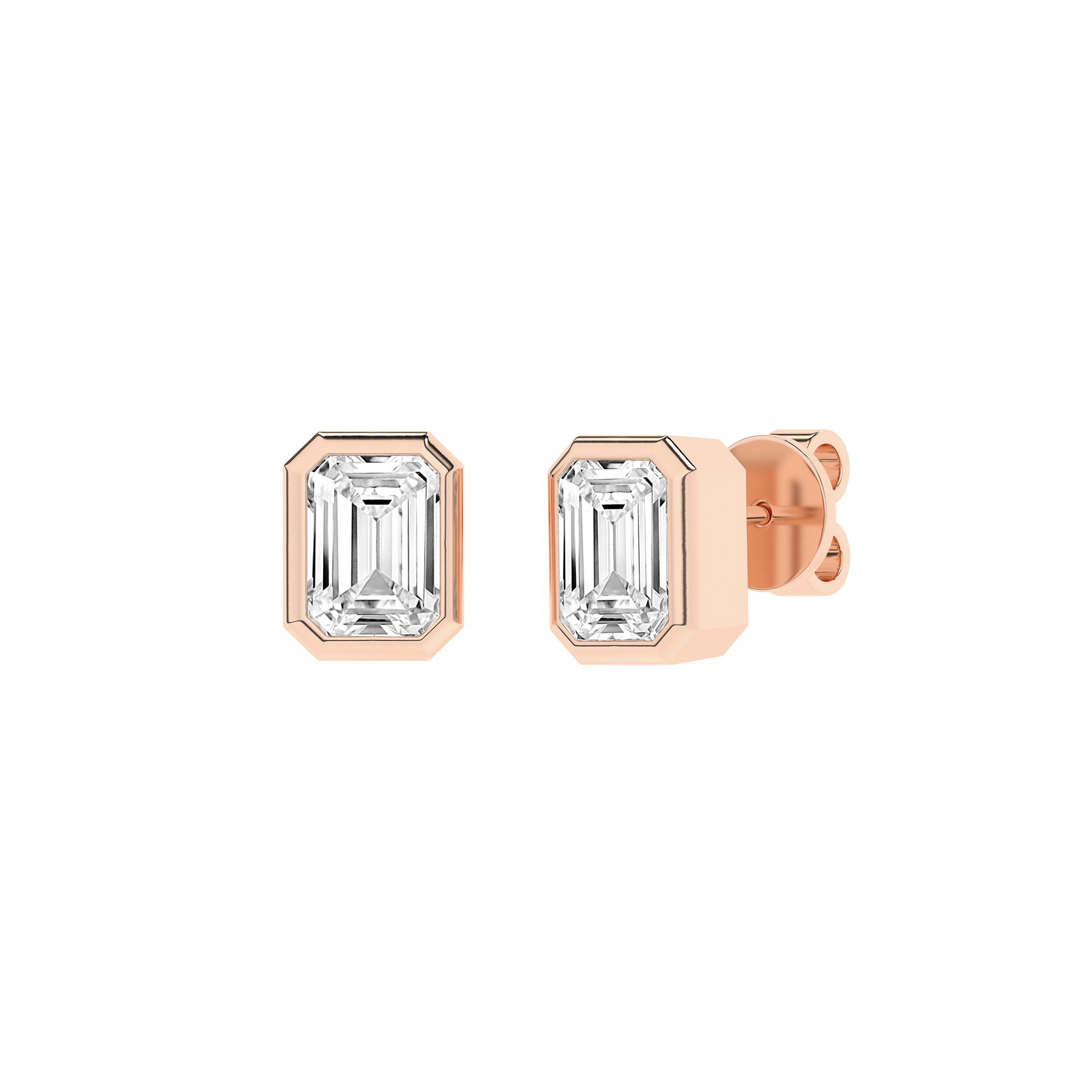 Bezel-Set Solitaire Earrings (Emerald)