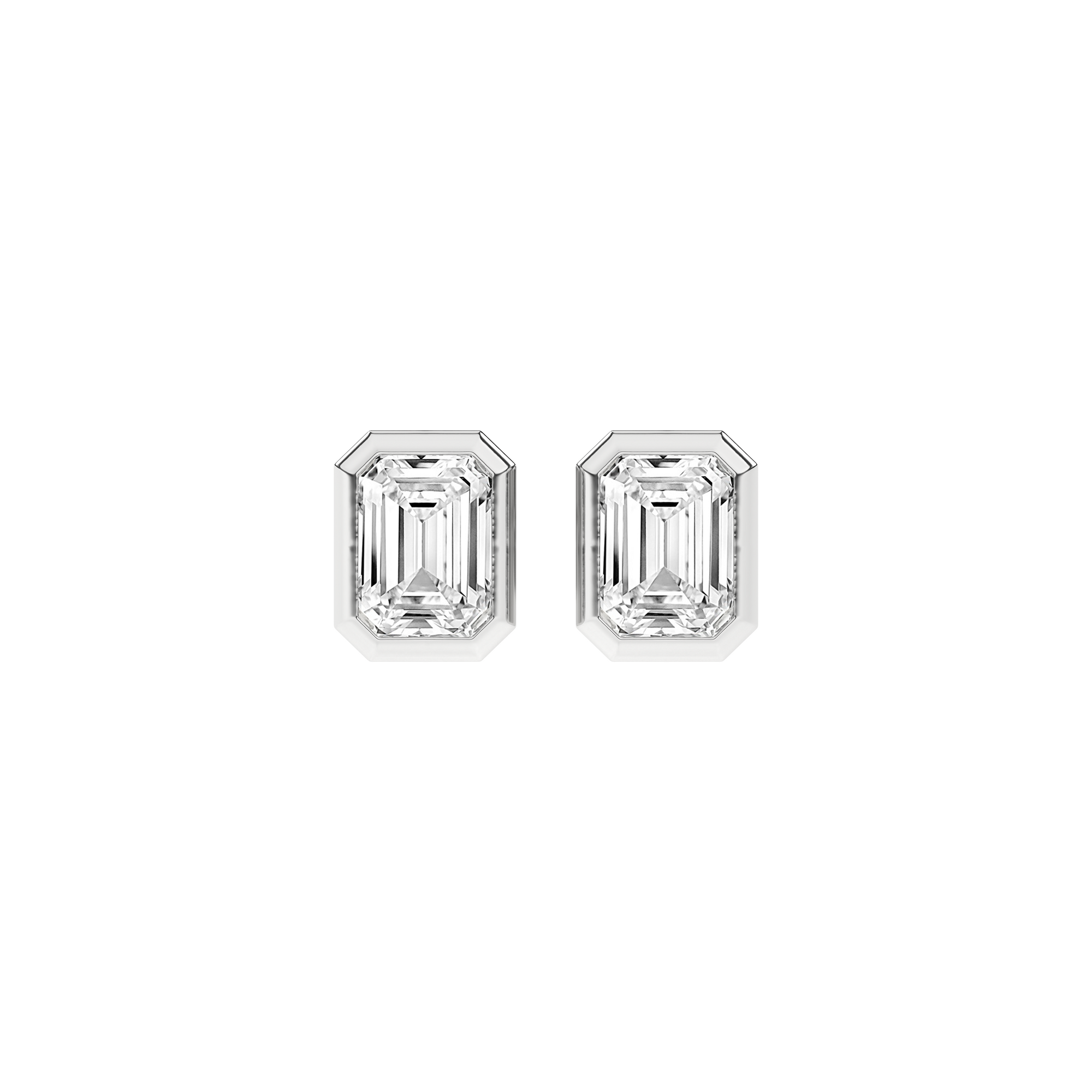 Bezel-Set Solitaire Earrings (Emerald)