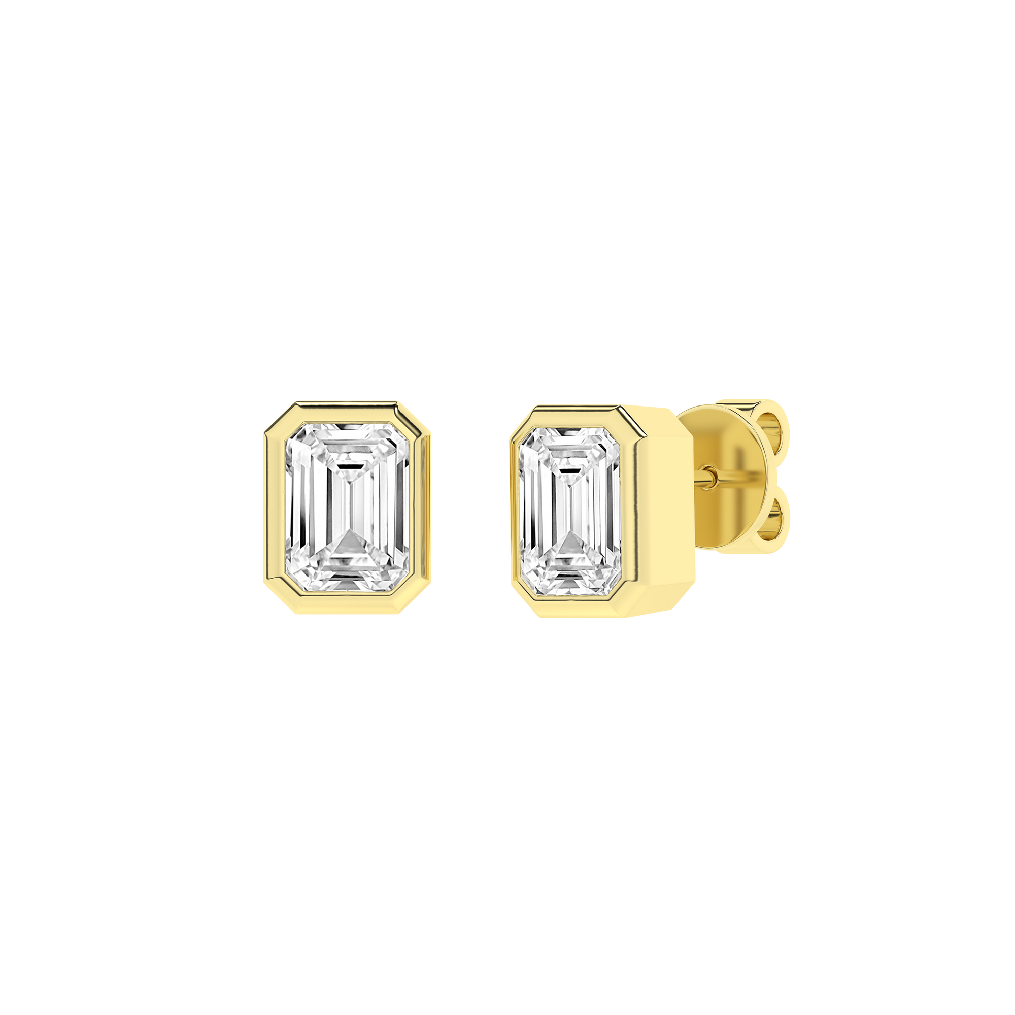Bezel-Set Solitaire Earrings (Emerald)