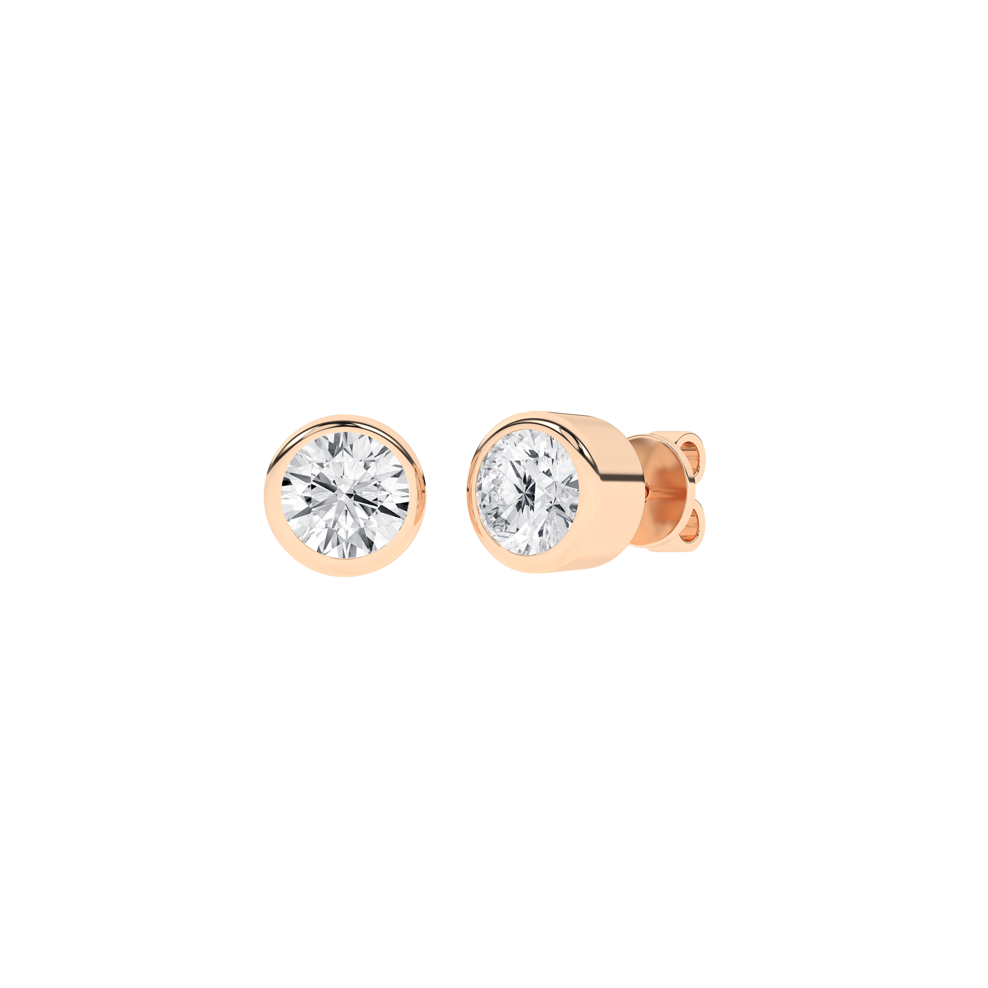 Bezel-Set Solitaire Earrings (Round)