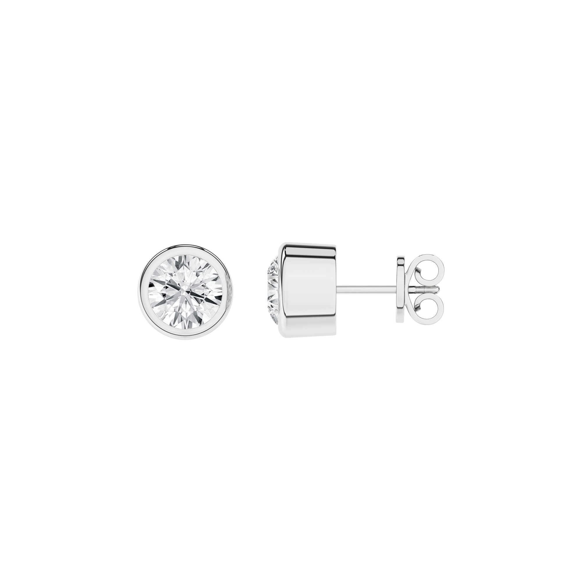 Bezel-Set Solitaire Earrings (Round)
