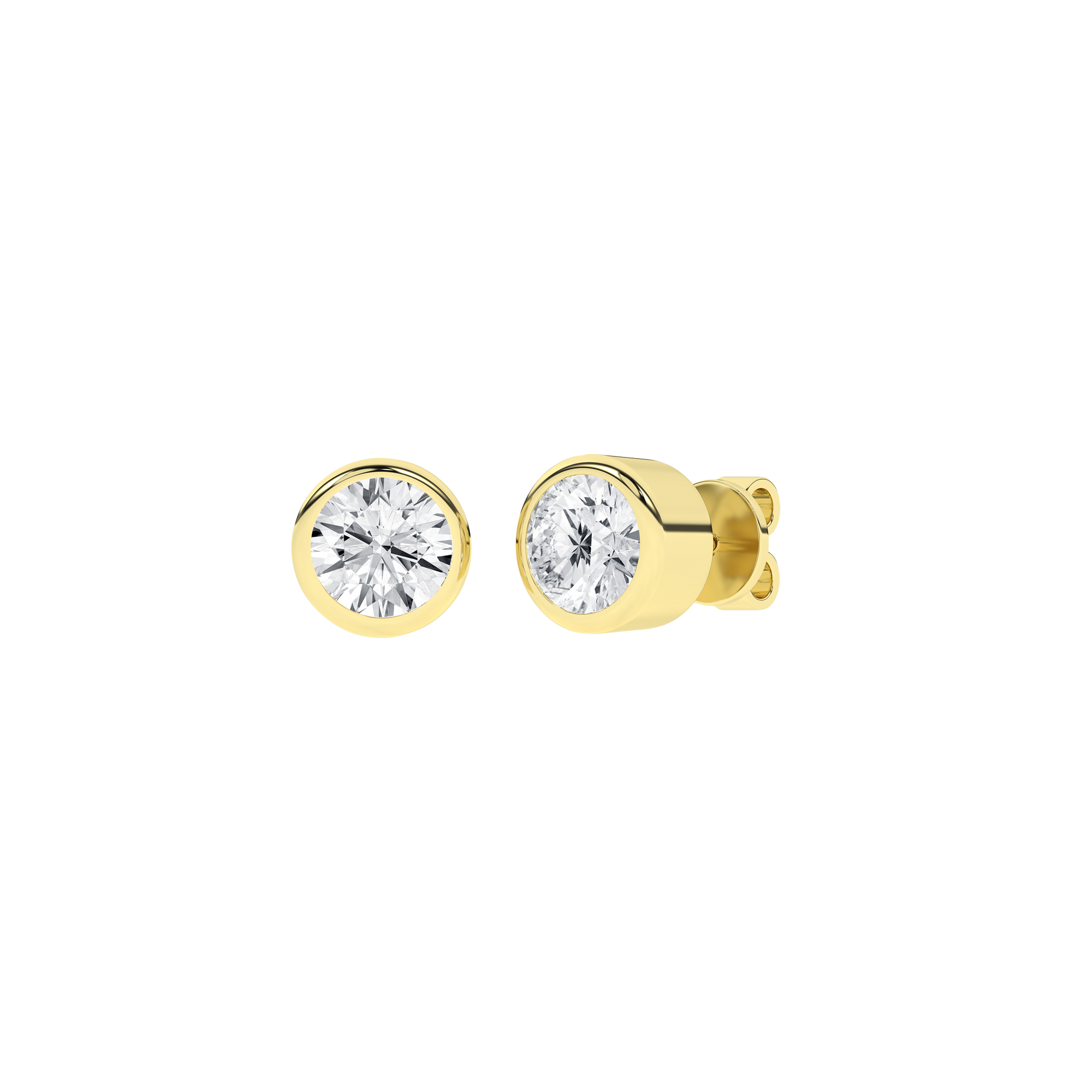 Bezel-Set Solitaire Earrings (Round)