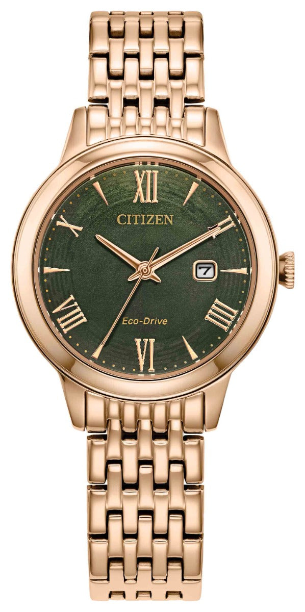 Citizen Ladies Eco Watch 34mm with Green Dial - EW2623-53X