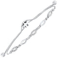 Front View Diamond Marquise Teardrop Pattern Bolo Bracelet- Adjustable