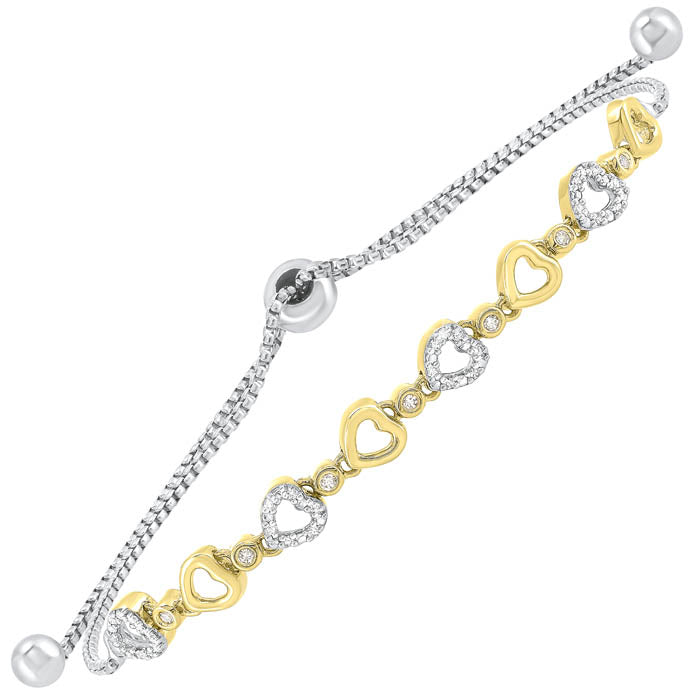 Silver Diamond Classic Book Bolo Bracelet  - 1/8 ctw