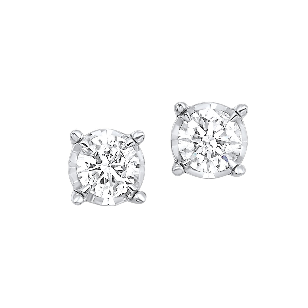 14kt White Gold Diamond True Reflection Stud Earrings 1ct