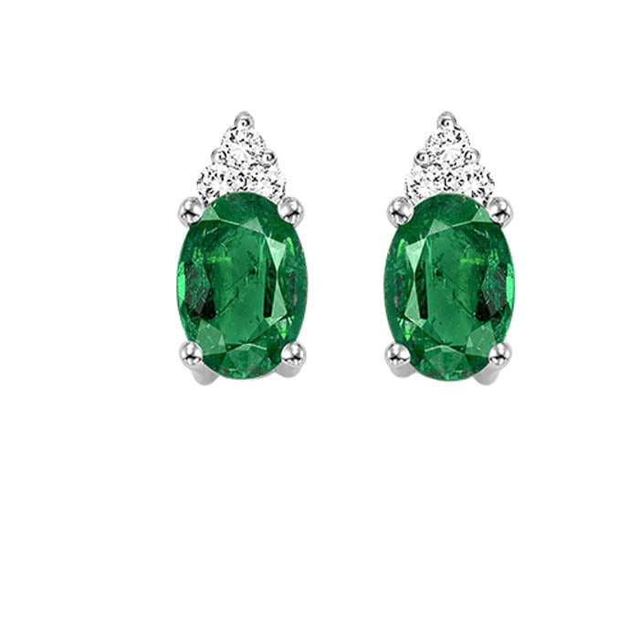 10KT White Gold & Diamond Classic Book 10K Birthstone Ensembles Fashion Earrings  - 1/10 ctw
