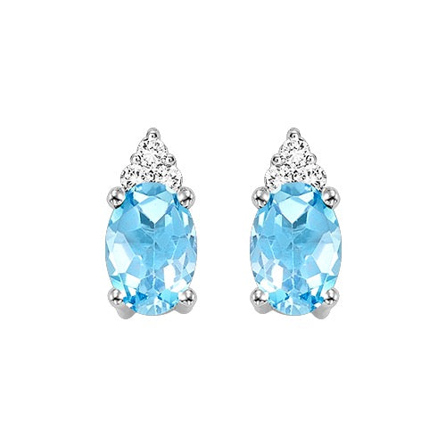 10kt White Gold Blue Topaz & Diamond Earrings