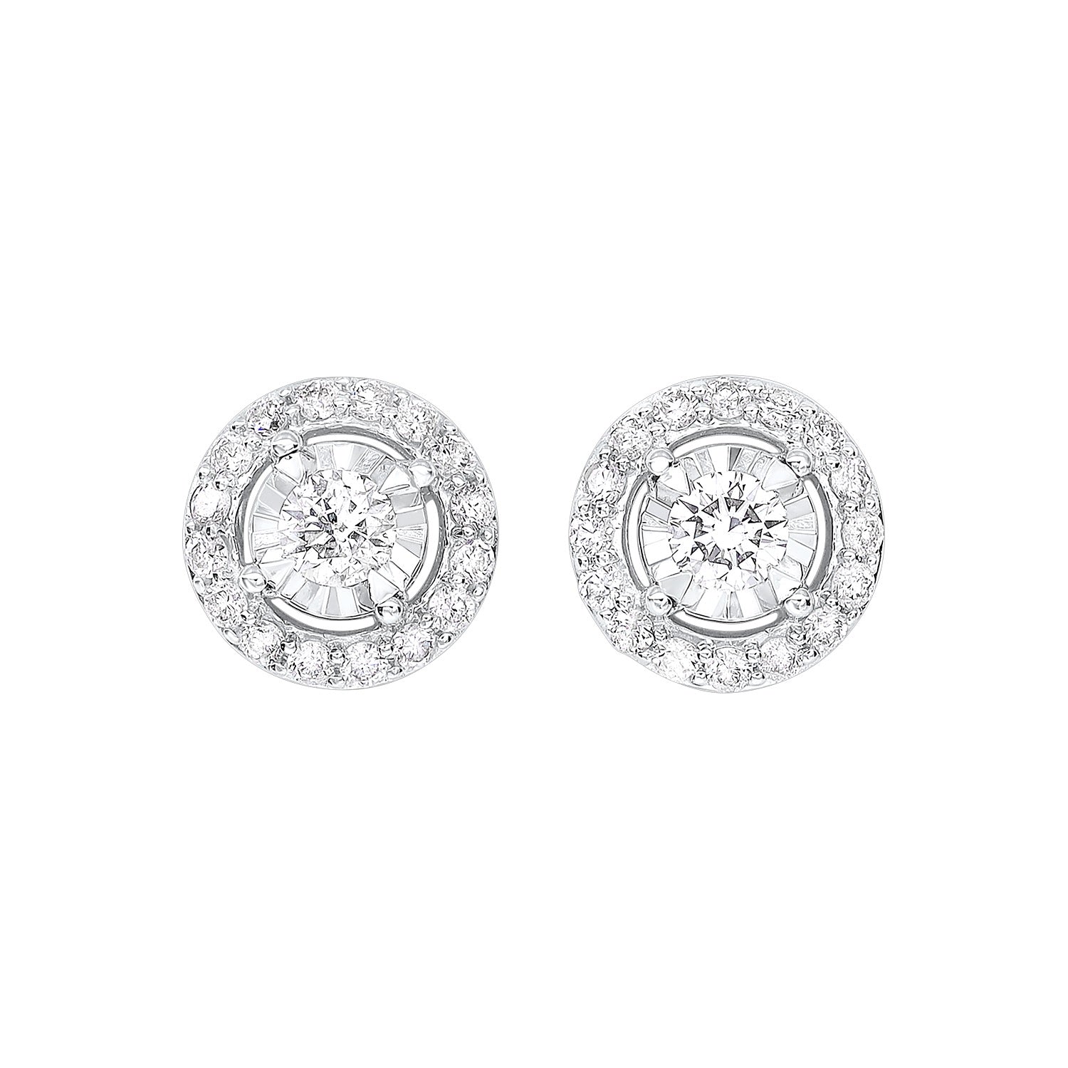 14kt White Gold Diamond True Reflection Halo Fashion Earring 1/3ctw