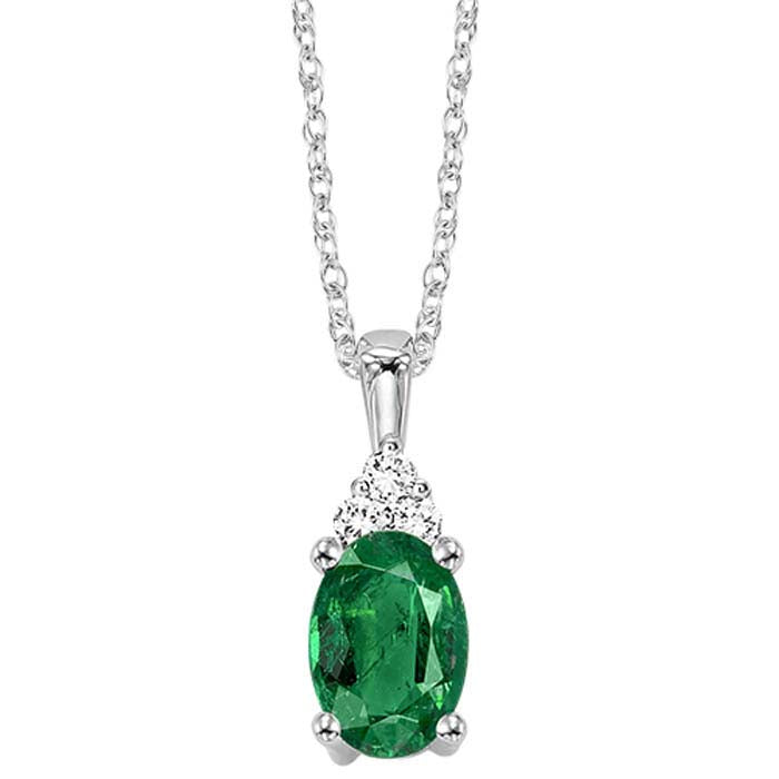 10k White Gold .50ctw Emerald and Diamond Necklace
