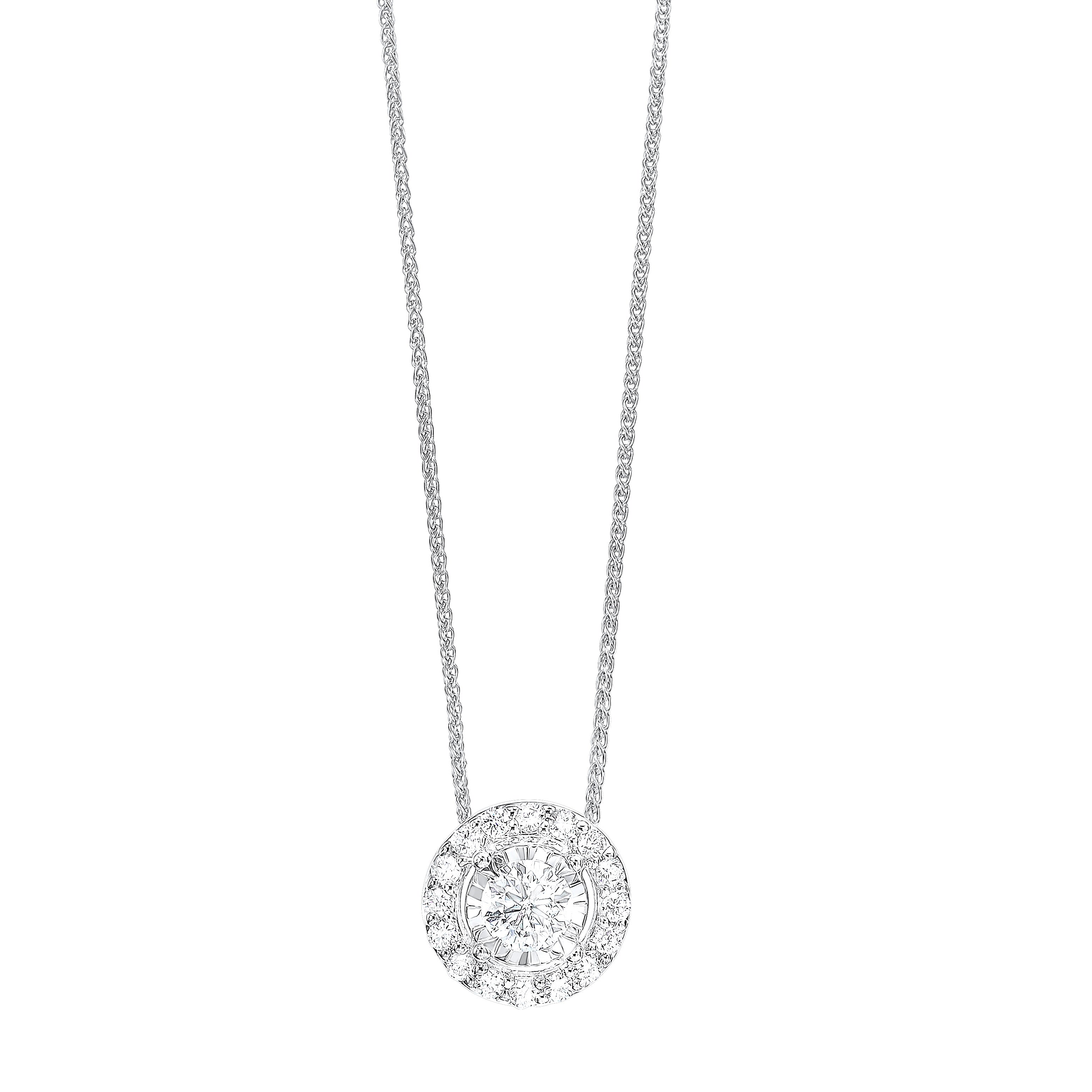 14kt White Gold Diamond True Reflection Halo Fashion Pendant 1/3ctw