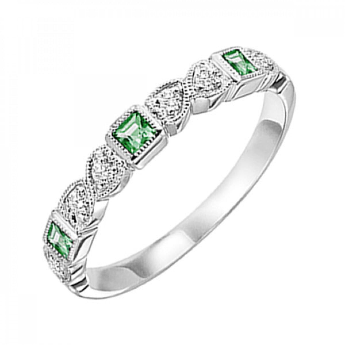 Lyra 14K White Gold Diamond Emerald Ring